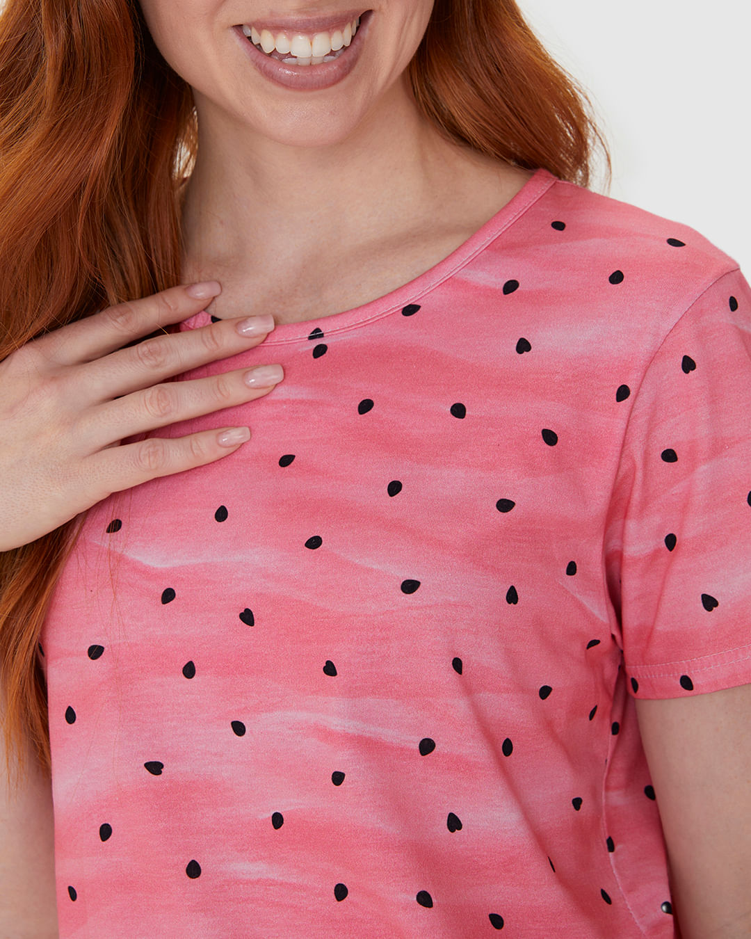 Pijama Curto Feminino Blusa Estampa Digital Em Algodão - Imagem 21