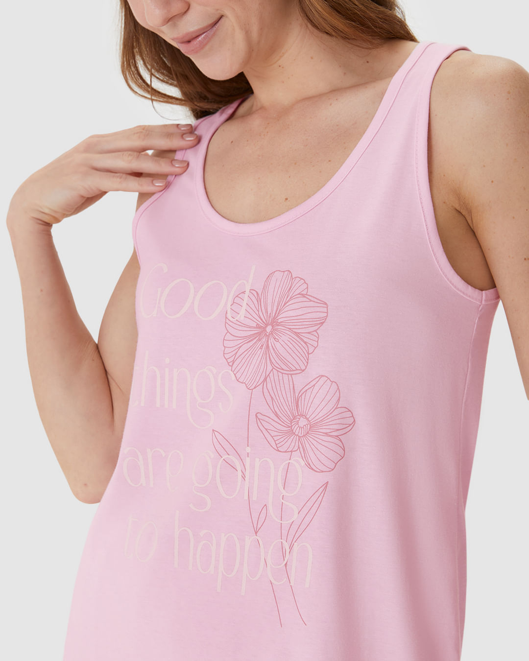 Pijama Curto Feminino Good Things Are Going To Happen Em Algodão - Imagem 18