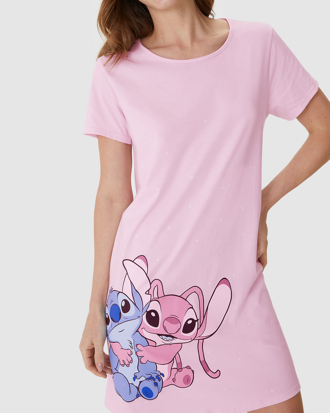 Camisola Feminina Estampa Stitch Disney Em Algodão - Imagem 13