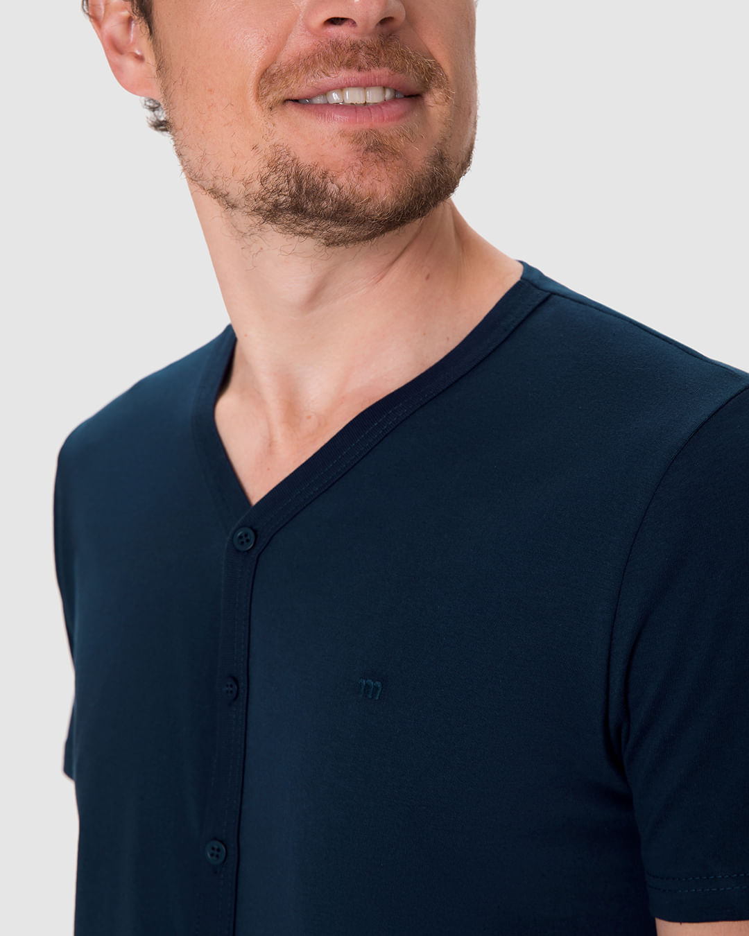 Pijama Curto Masculino Camiseta Manga Curta Botões Frontais Viscose Stretch - Imagem 13