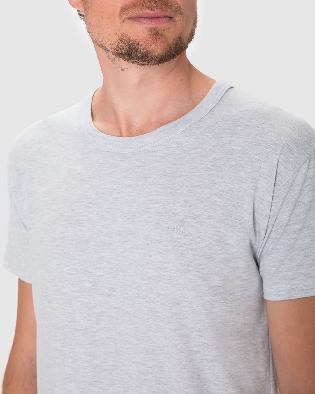 Pijama Curto Masculino Camiseta Bordado Discreto Em Algodão - Imagem 18