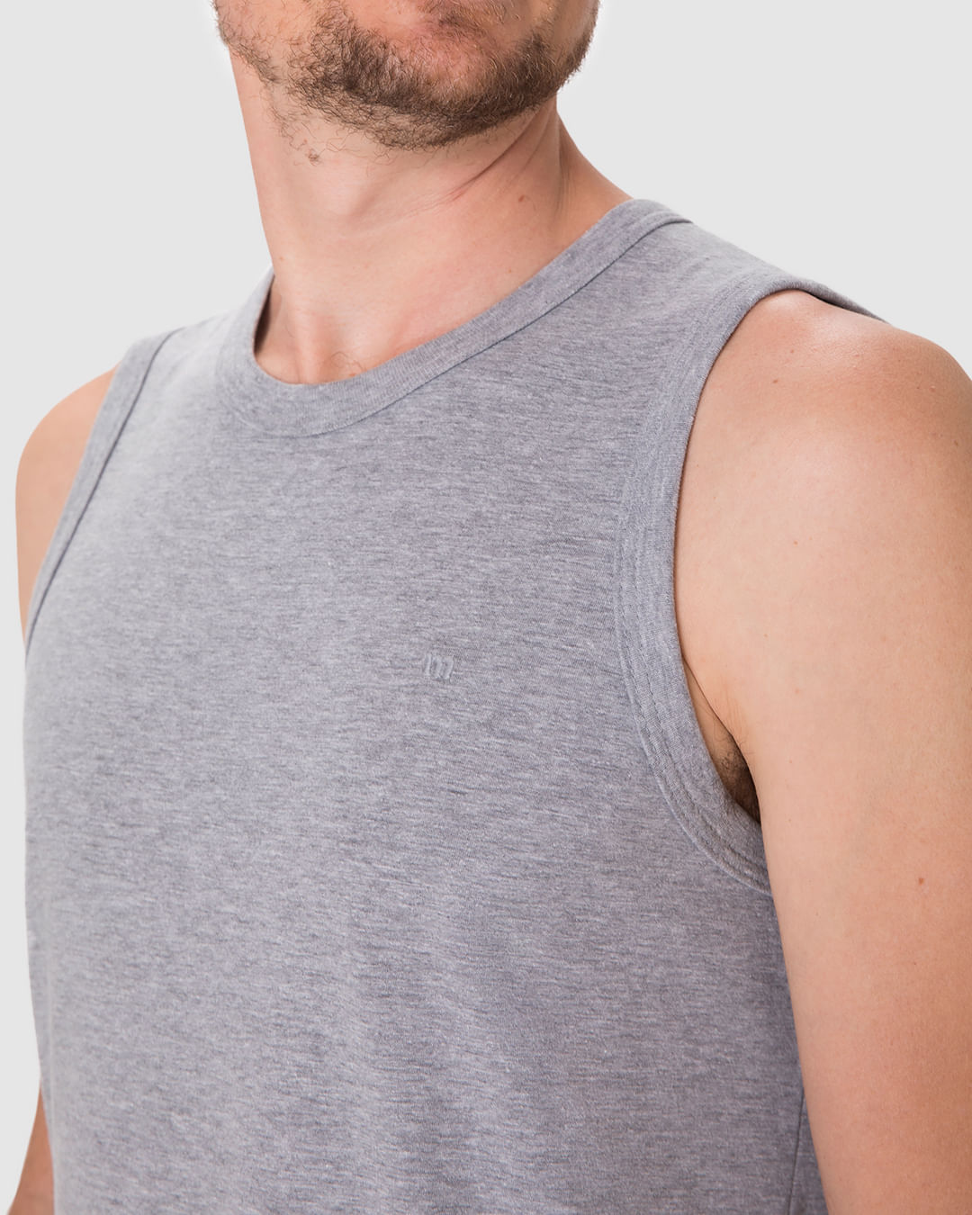 Pijama Curto Masculino Regata Alça Larga Em Malha Algodão - Imagem 13