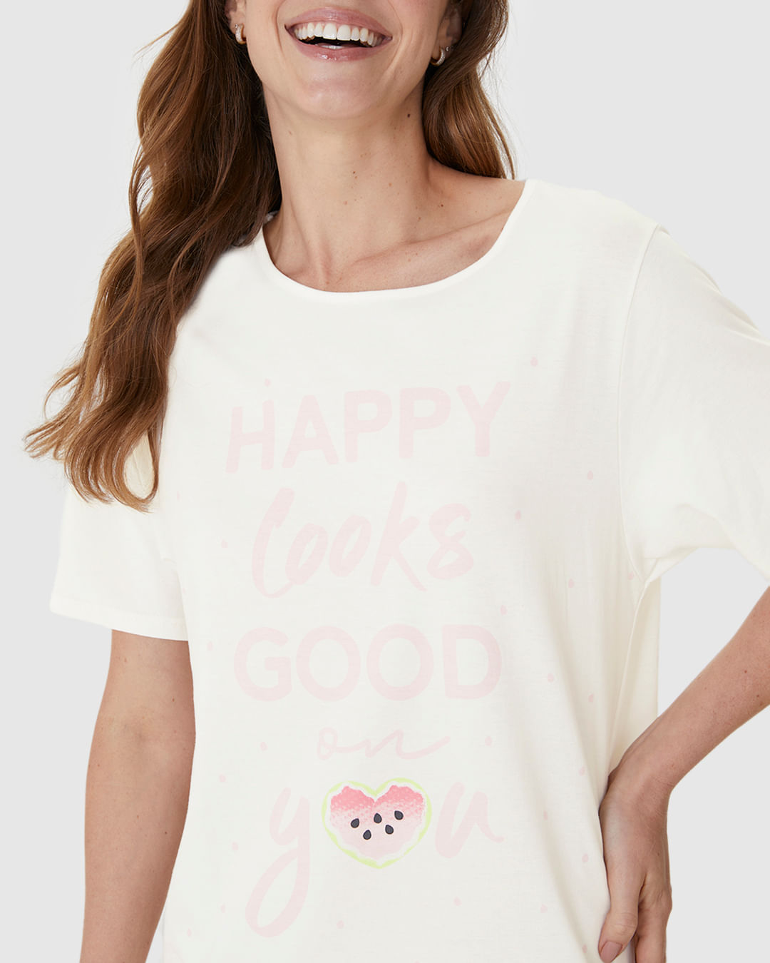 Camisola T-Shirt Feminina Com Estampa Em Algodão - Imagem 13