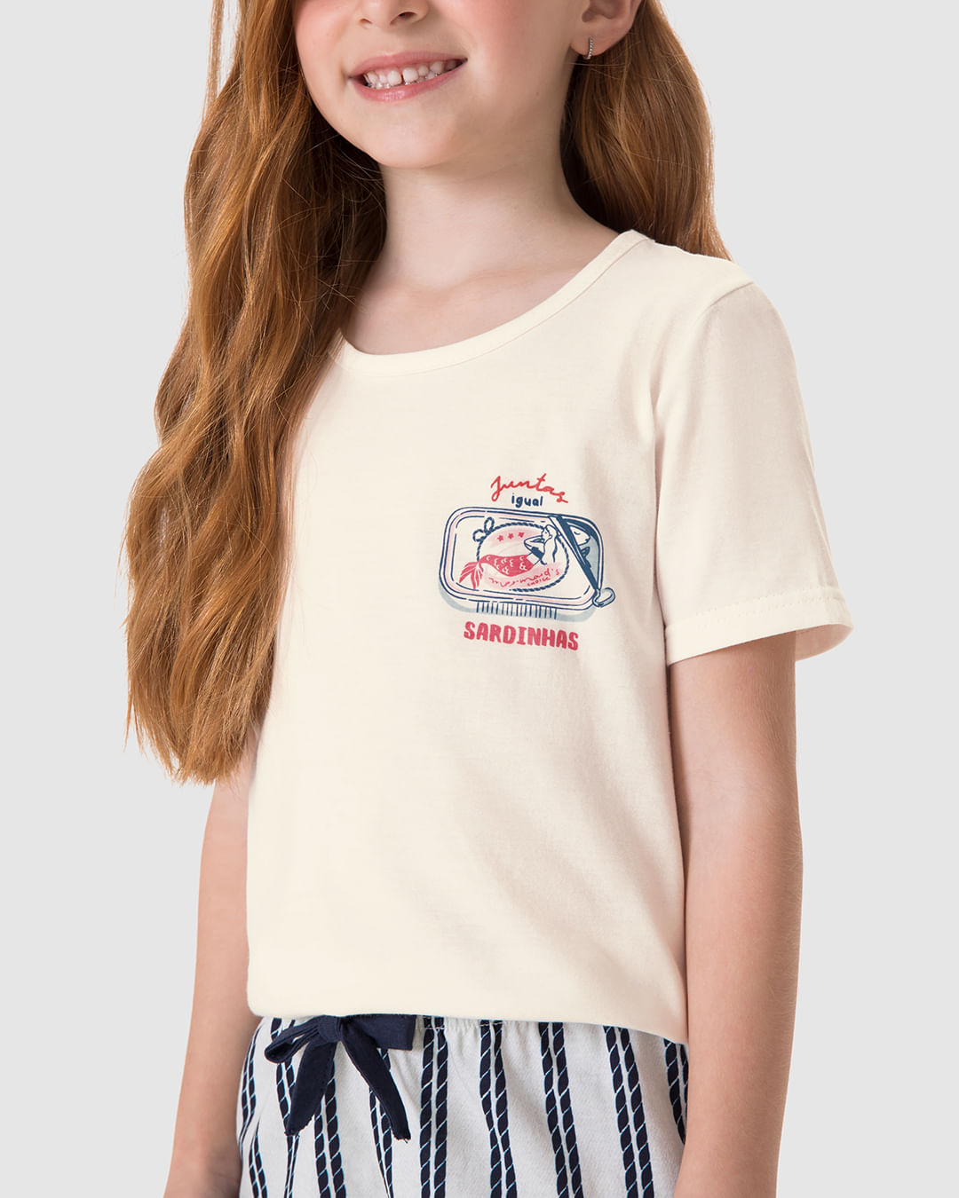 Pijama Infantil Menina Estampa Sardinhas Em Algodão Malwee Kids - Imagem 3