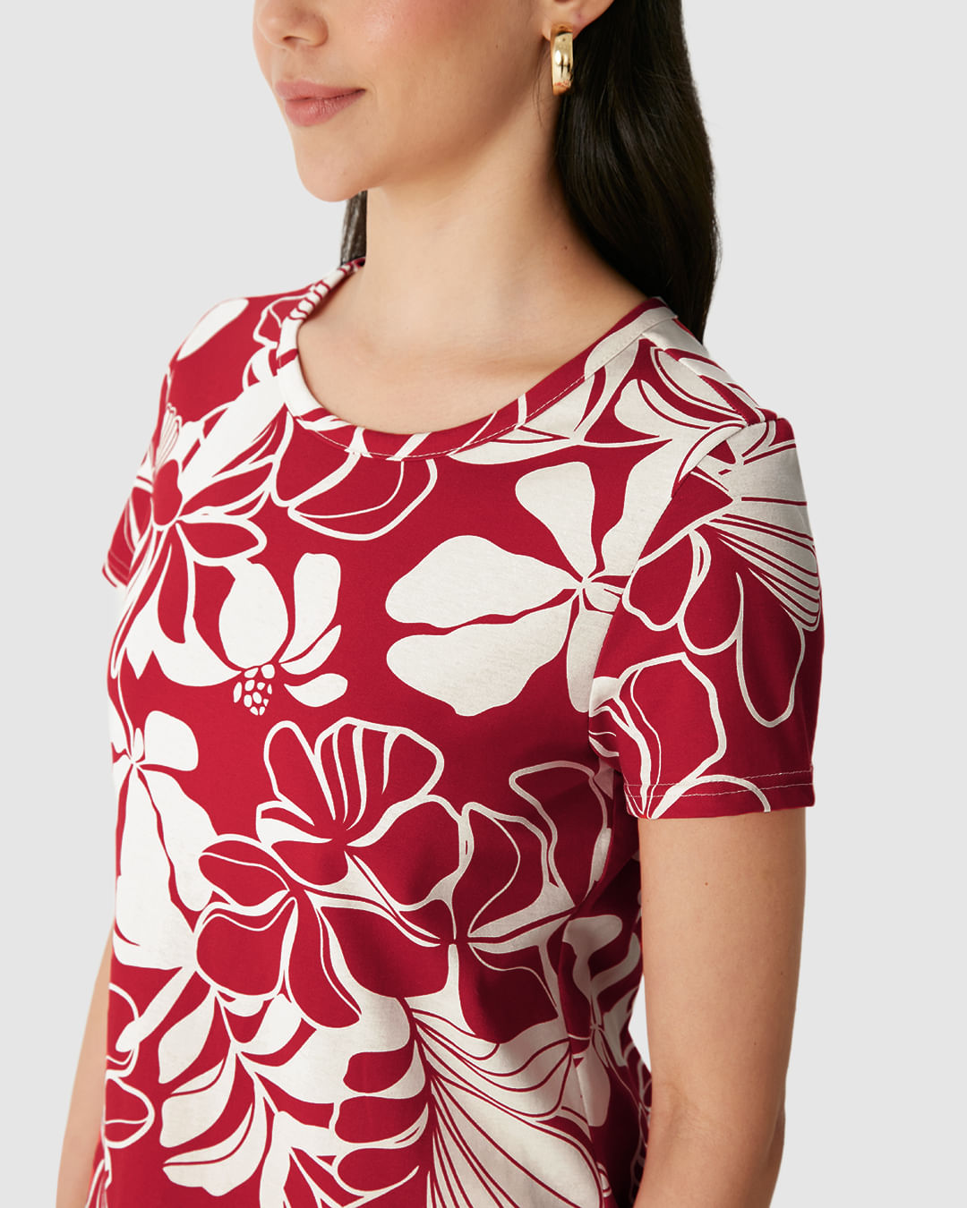 Blusa Feminina Decote Redondo Estampada Em Algodão - Imagem 18