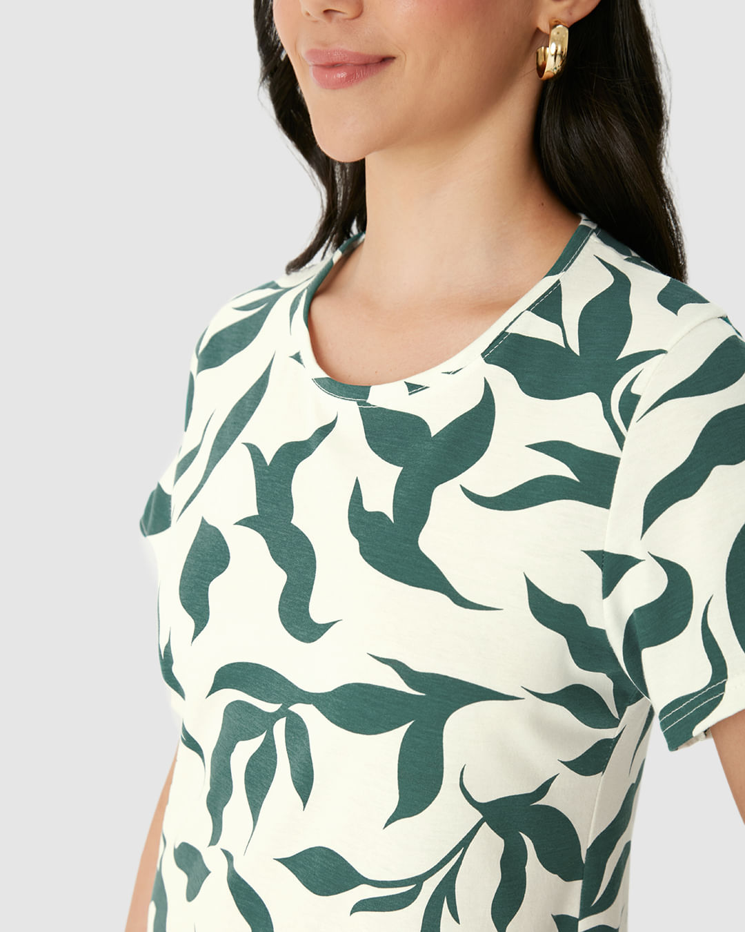 Vestido Feminino Estampado Com Decote Redondo Em Algodão - Imagem 18