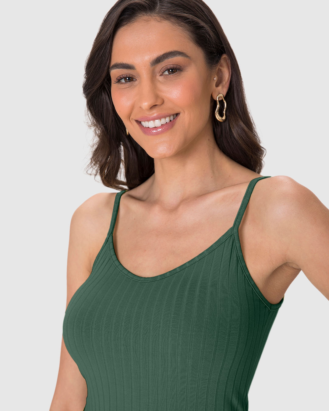 Regata Básica Feminina Alça Fina Em Canelada De Viscose - Imagem 8