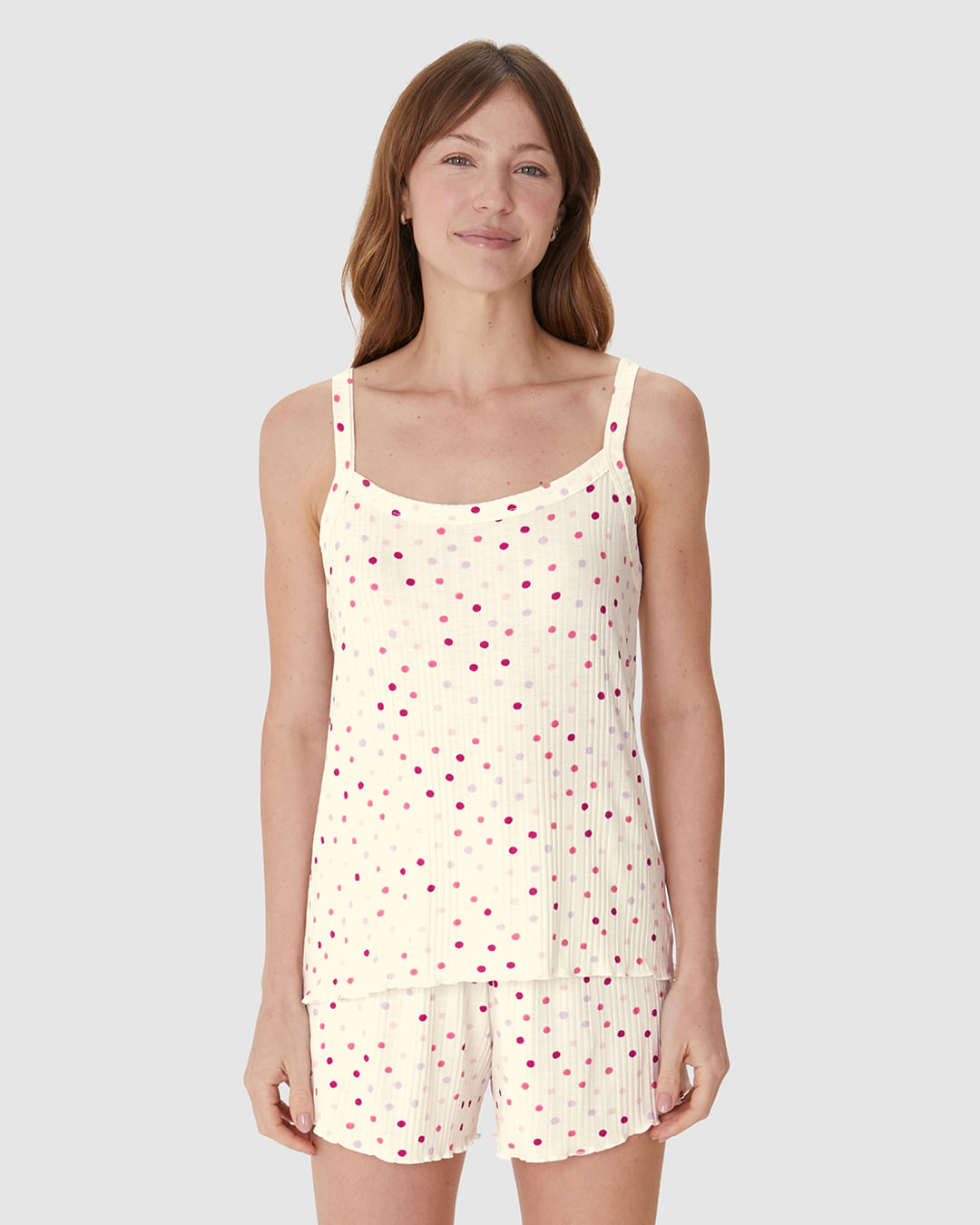 Pijama Curto Feminino Regata Alça Fina Em Malha Viscose Canelada - Imagem 10