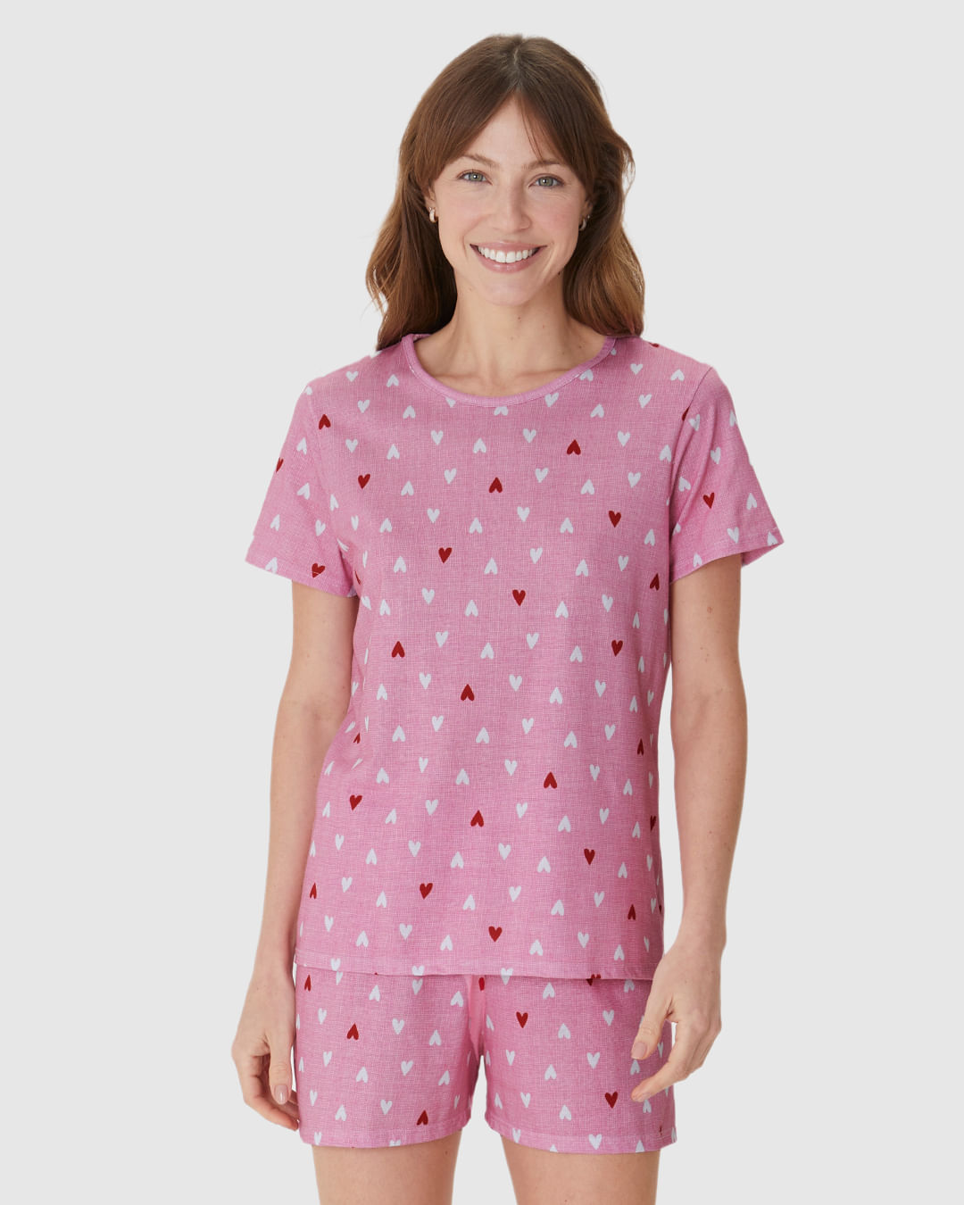 Pijama Curto Feminino Blusa E Shorts Estampado Em Algodão - Imagem 4