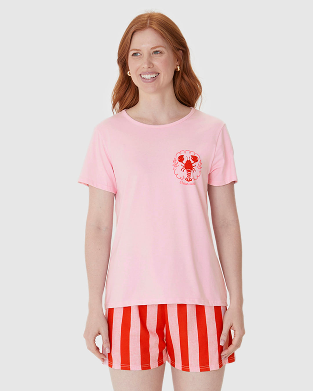 Pijama Curto Feminino Shorts Estampado Em Algodão - Imagem 16
