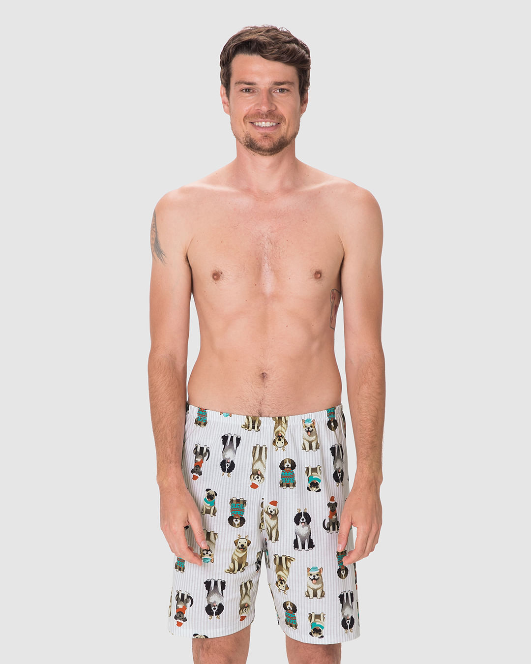 Shorts Masculino De Pijama Estampado Em Algodão - Imagem 24