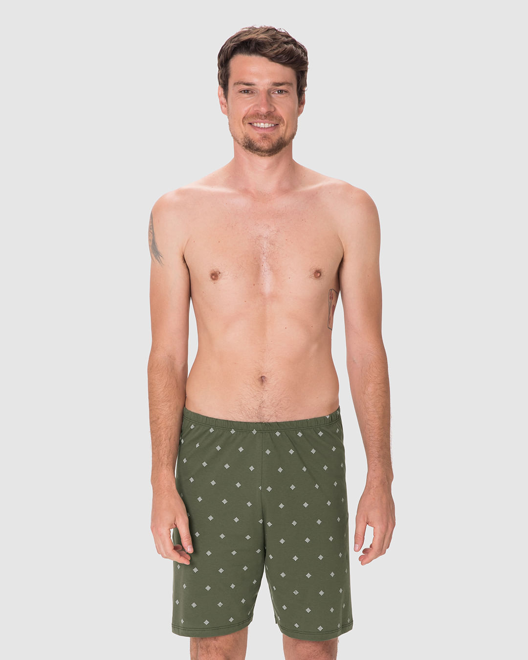 Shorts Masculino De Pijama Estampado Em Algodão - Imagem 14