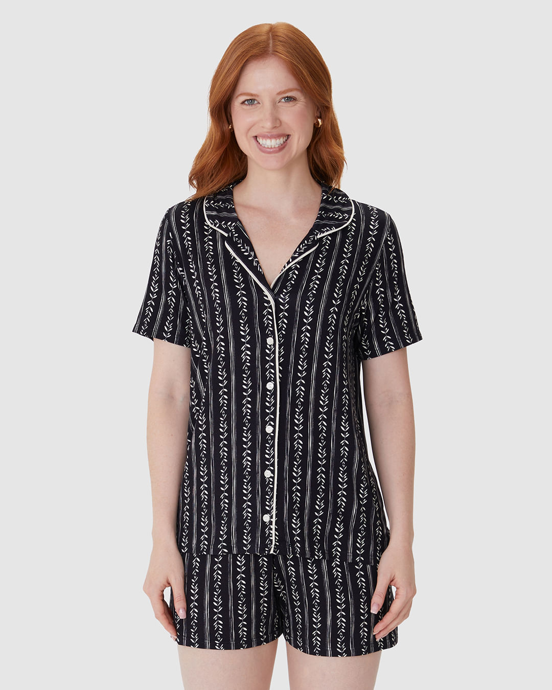 Pijama Curto Feminino Americano Estampa Corrida Digital Em Viscose Stretch - Imagem 19