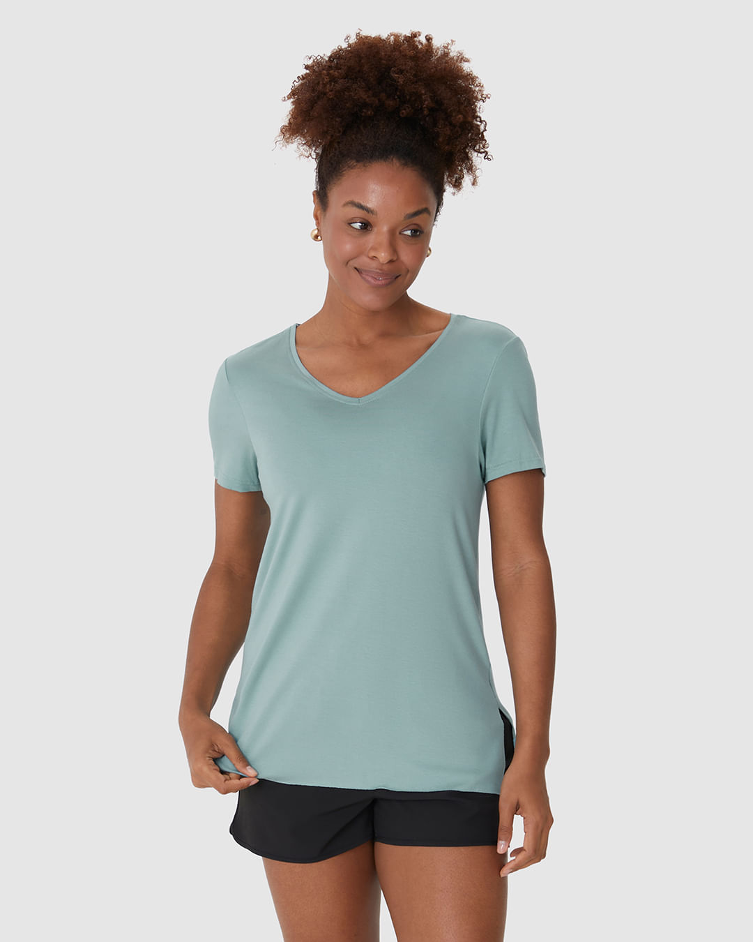 Blusa Esportiva Feminina Reta Fenda Lateral Em Viscose Stretch Malwee Active - Imagem 14