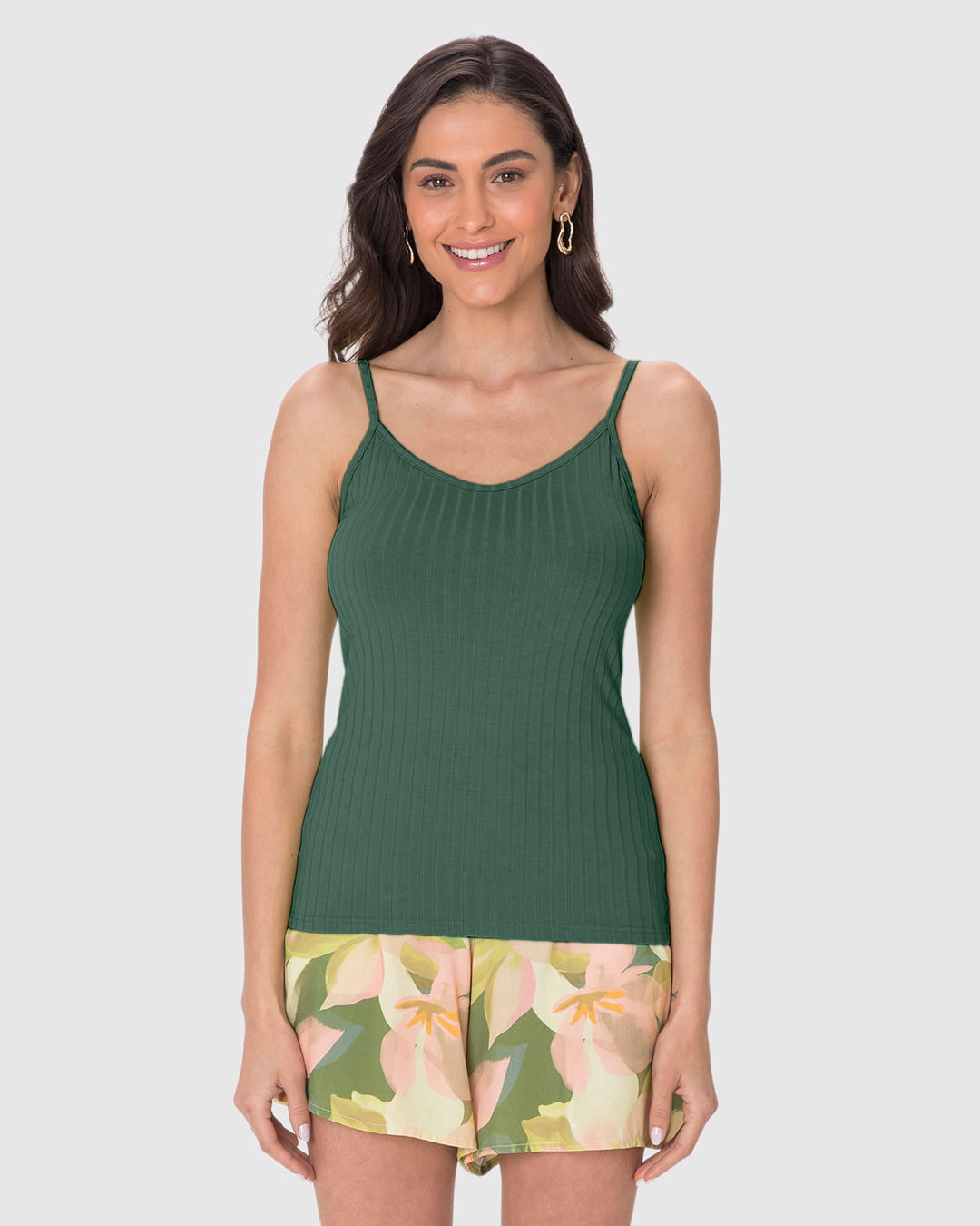 Regata Básica Feminina Alça Fina Em Canelada De Viscose - Imagem 29