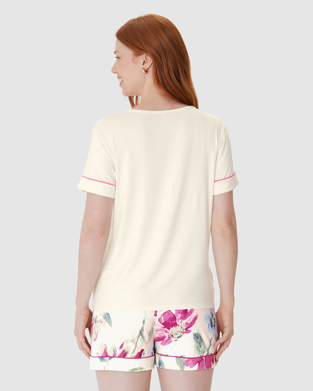 Pijama Curto Feminino Shorts Laço Decorativo Em Viscose Stretch - Imagem 17