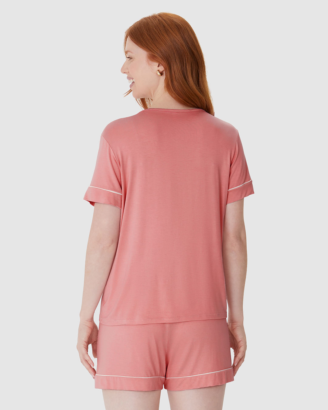 Pijama Curto Feminino Shorts Laço Decorativo Em Viscose Stretch - Imagem 23