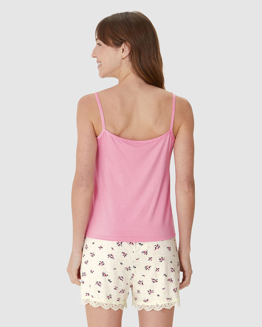Pijama Curto Feminino Regata Decote V Detalhe Renda Em Viscose Stretch - Imagem 17