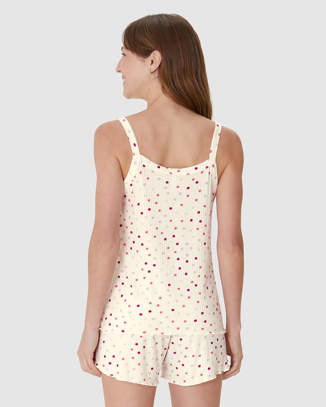 Pijama Curto Feminino Regata Alça Fina Em Malha Viscose Canelada - Imagem 17