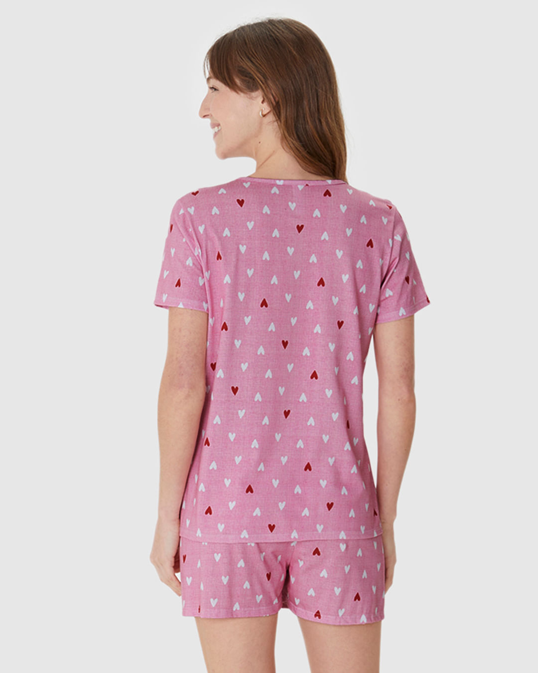 Pijama Curto Feminino Blusa E Shorts Estampado Em Algodão - Imagem 17