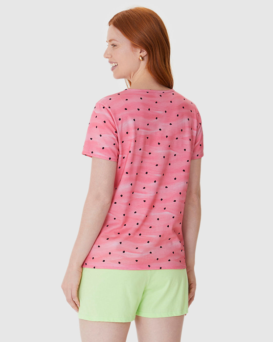 Pijama Curto Feminino Blusa Estampa Digital Em Algodão - Imagem 17