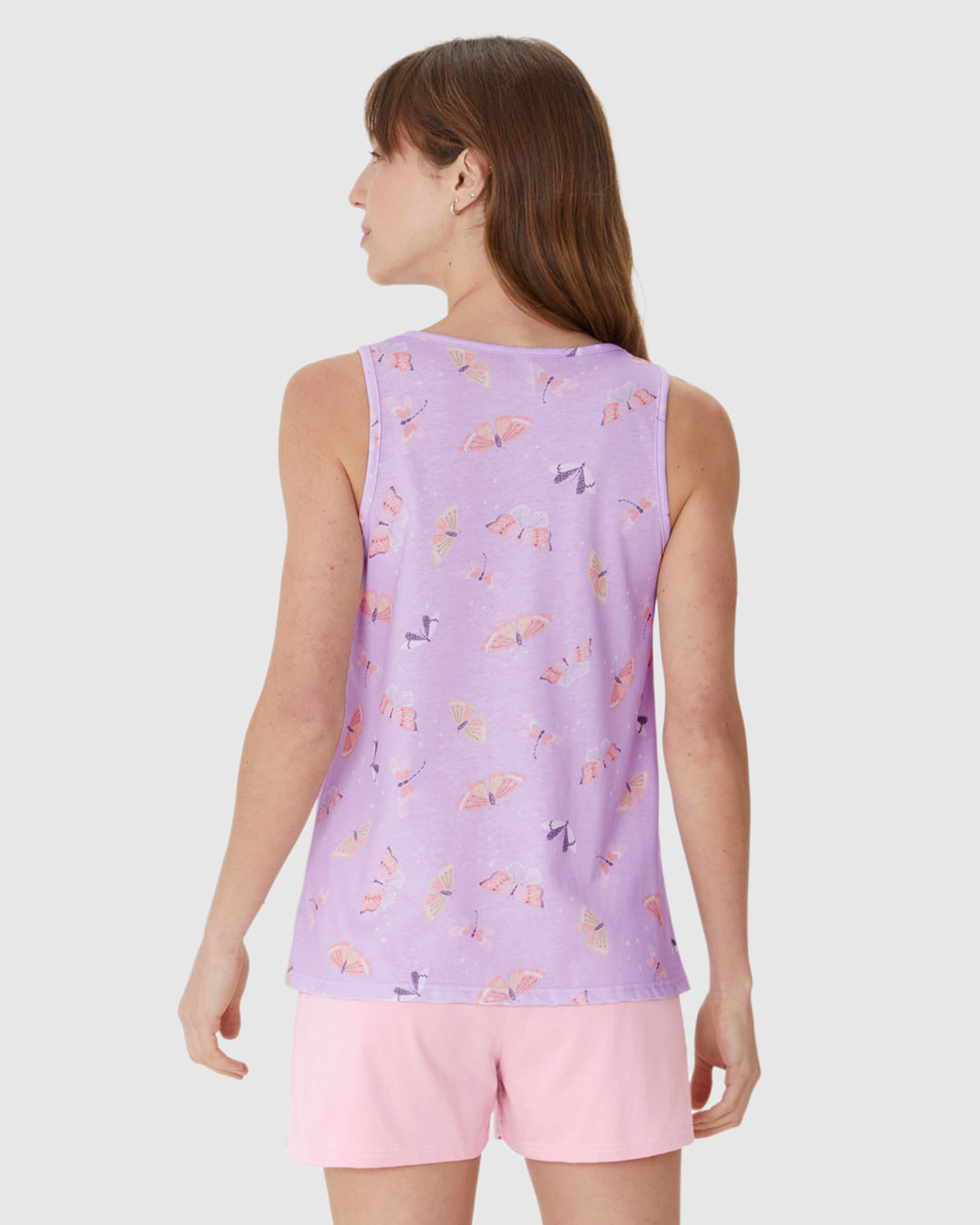 Pijama Curto Feminino Regata Estampa Digital Em Algodão - Imagem 11