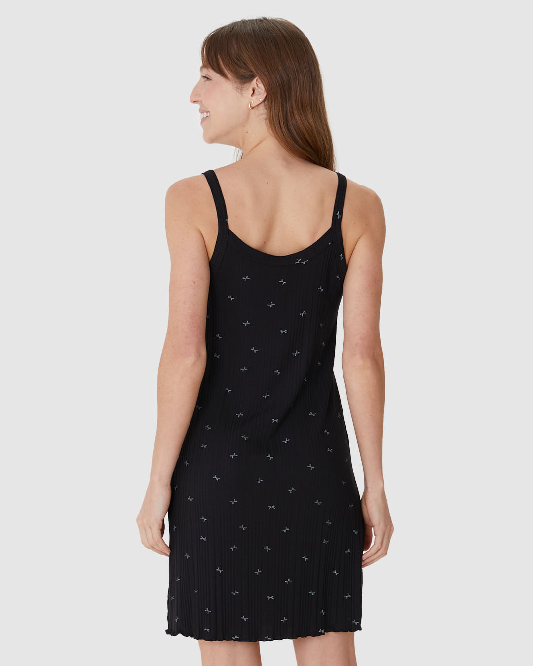 Camisola Feminina Slim Estampada Alça Fina Em Malha Canelada - Imagem 10