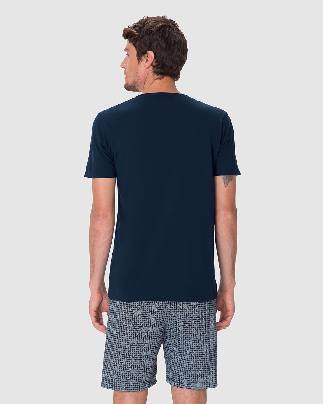 Pijama Curto Masculino Camiseta Manga Curta Botões Frontais Viscose Stretch - Imagem 10