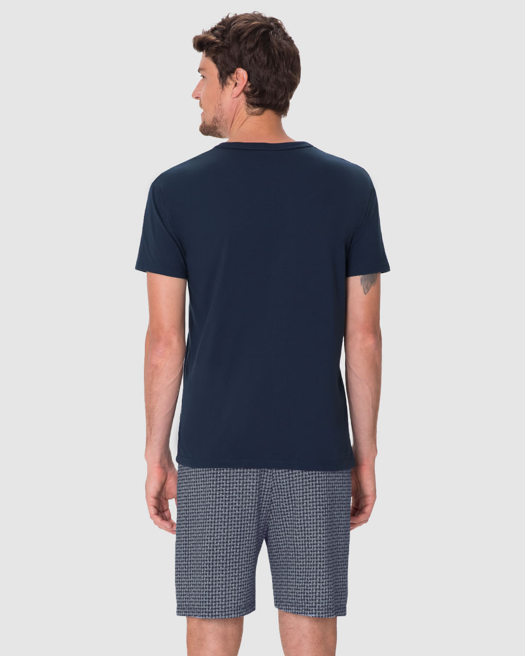 Pijama Curto Masculino Shorts Estampa Digital Em Algodão - Imagem 5