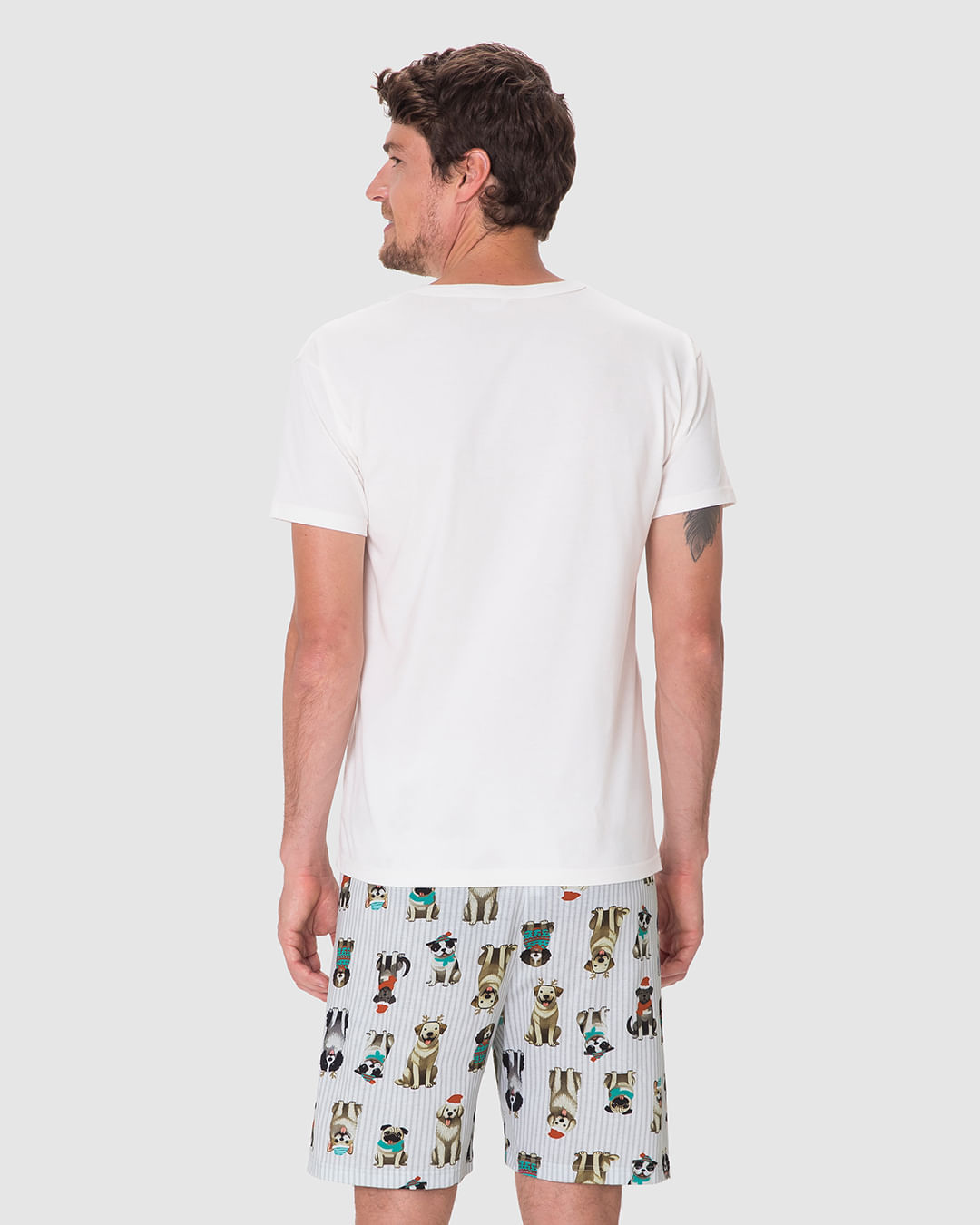 Pijama Curto Masculino Celebrar Alegrias Em Algodão - Imagem 20