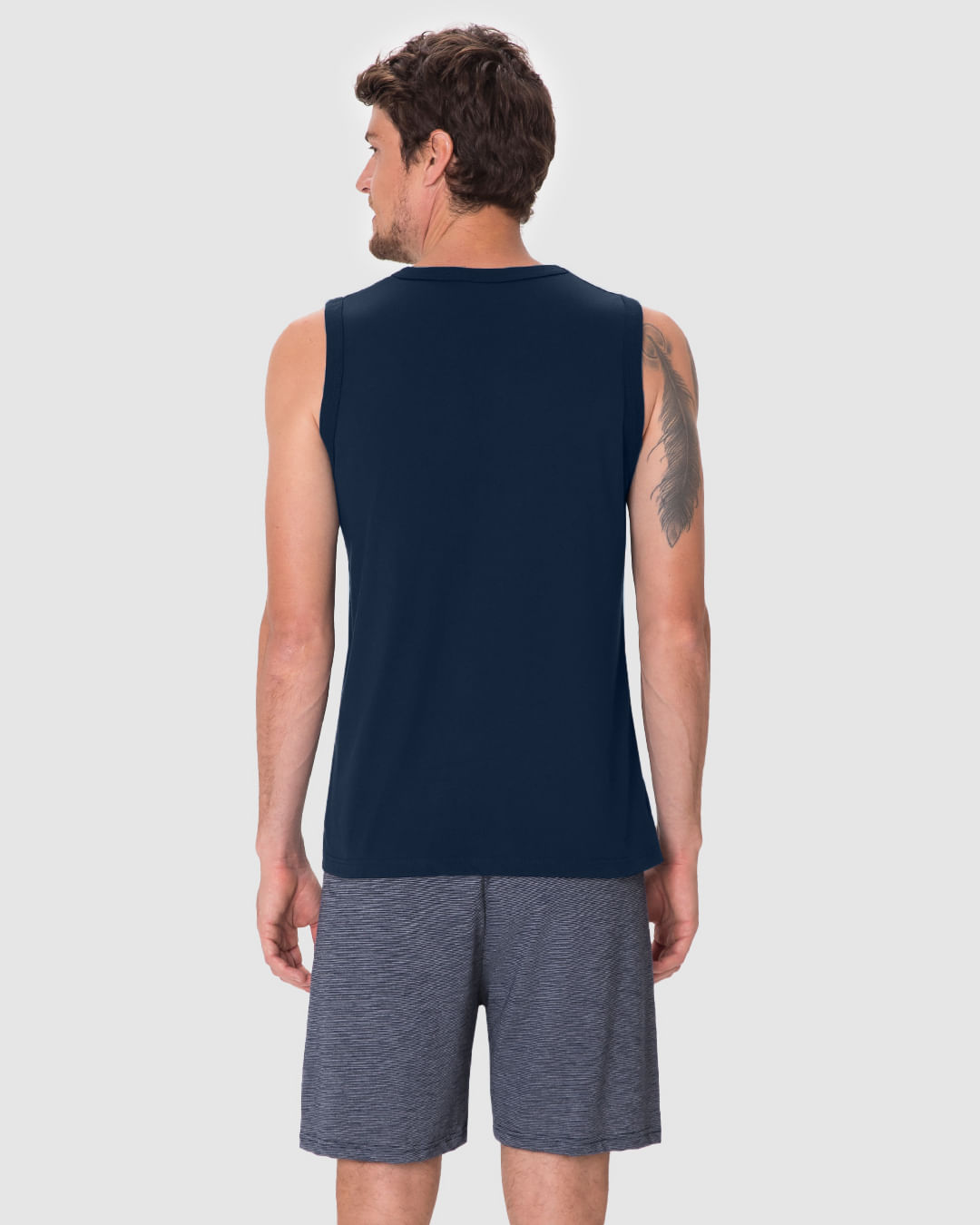 Pijama Curto Masculino Regata Decote Redondo E Shorts Em Malha Fio A Fio - Imagem 10