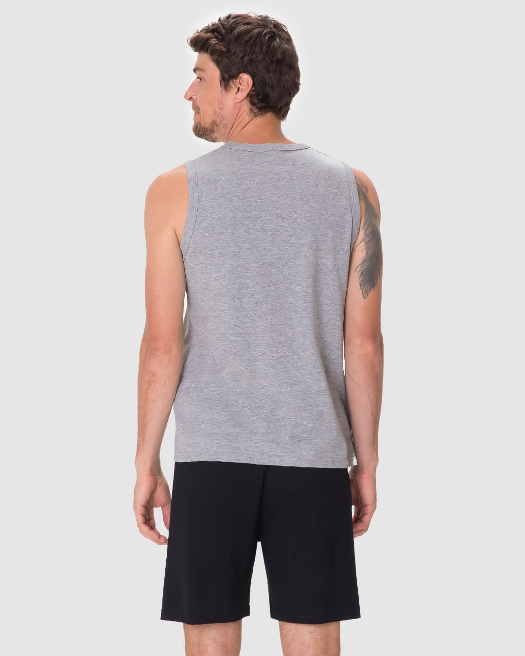 Pijama Curto Masculino Regata Alça Larga Em Malha Algodão - Imagem 25