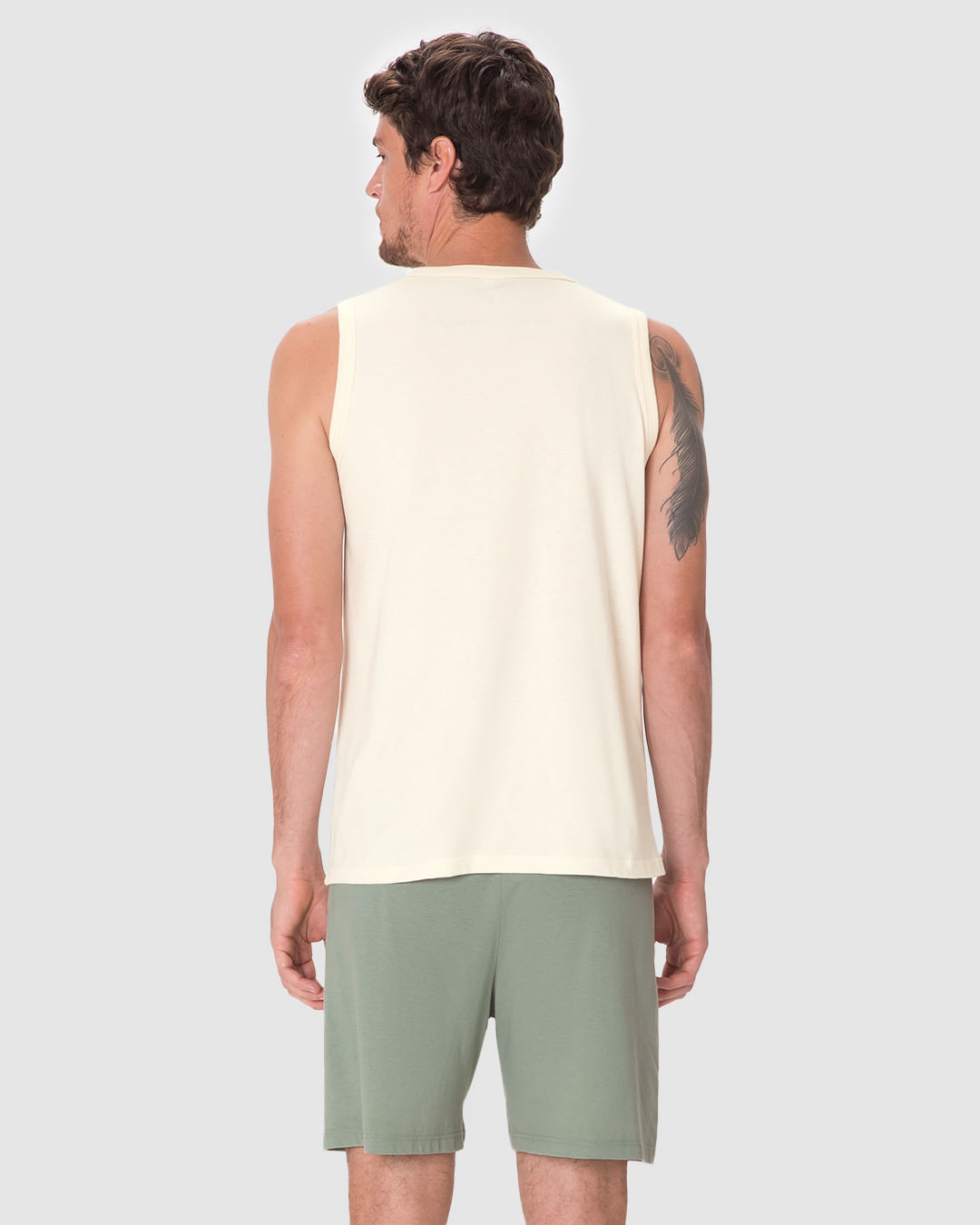 Pijama Curto Masculino Regata Alça Larga Em Malha Algodão - Imagem 25
