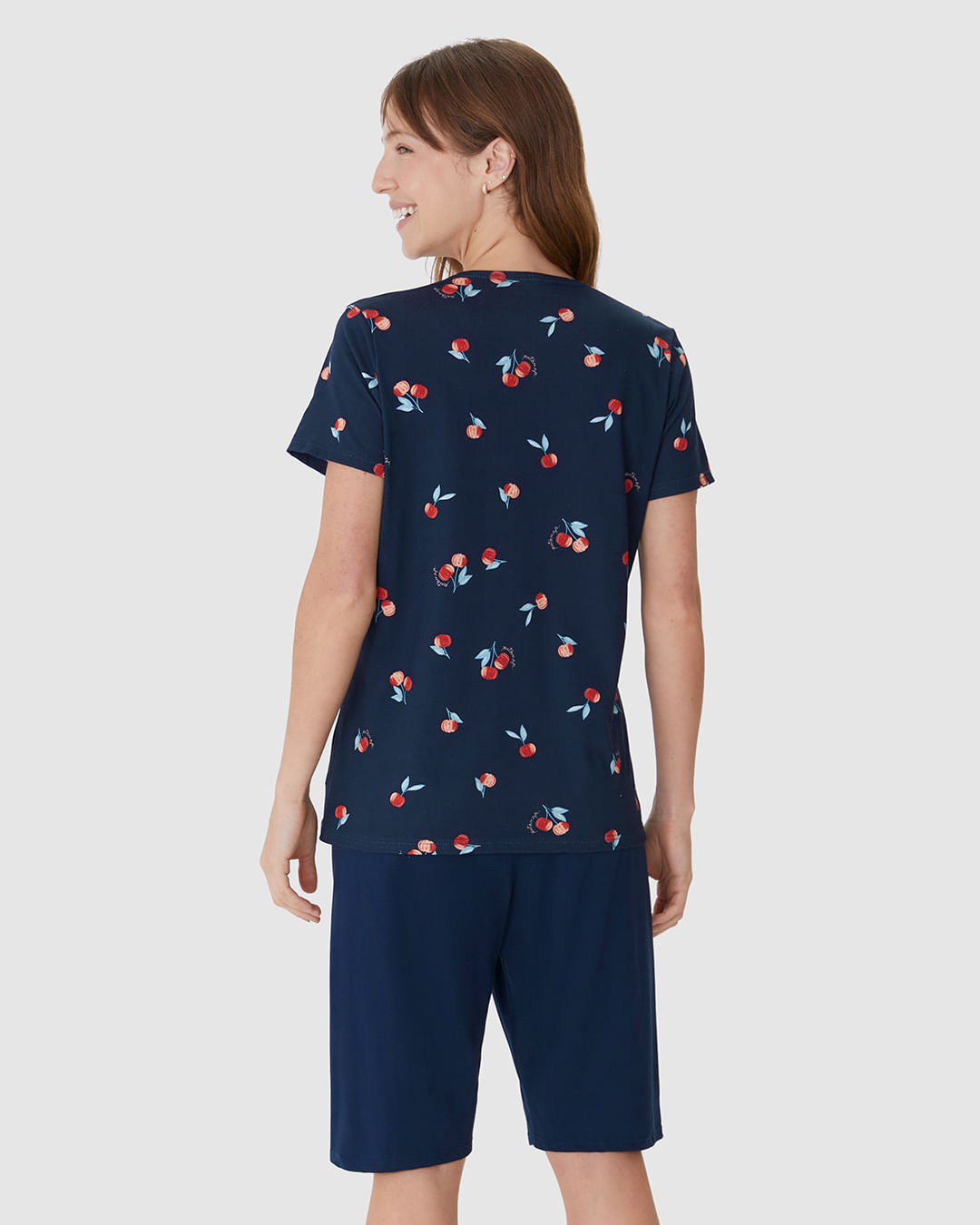 Pijama Curto Feminino Bermuda Ciclista Em Malha Algodão - Imagem 20