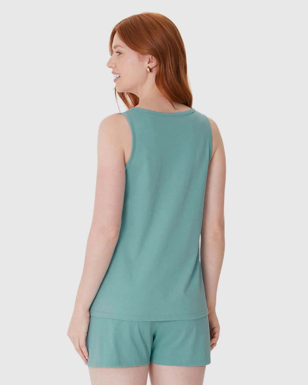 Pijama Curto Feminino Regata Estampa Frontal Em Algodão - Imagem 15