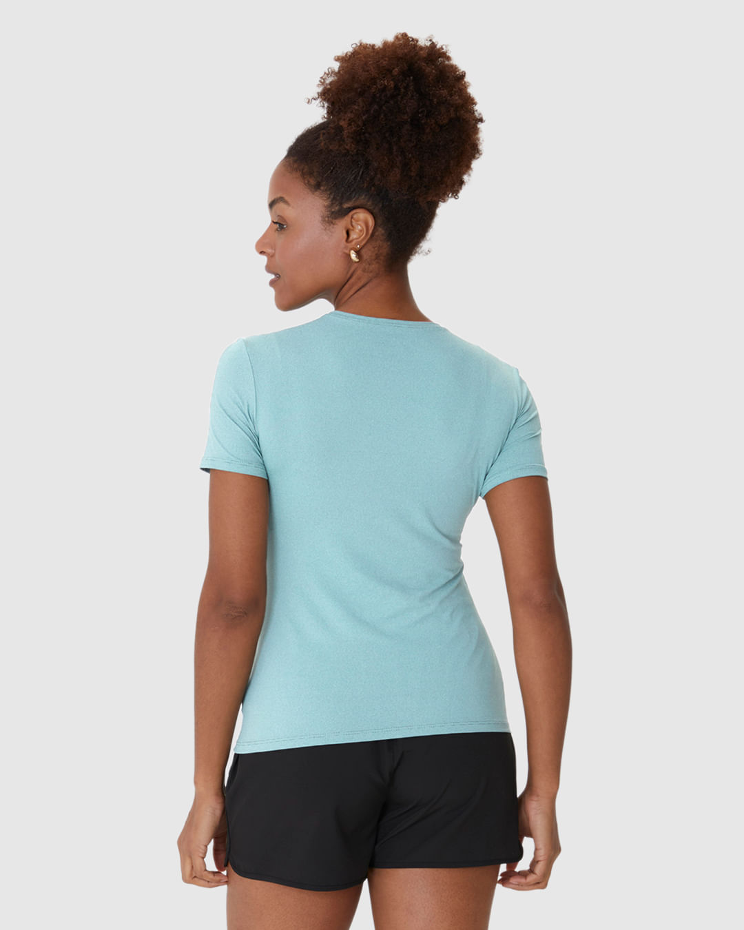 Blusa Esportiva Feminina Slim Gola Redonda E Manga Curta Em Malha Rajada Dry Malwee Active - Imagem 5