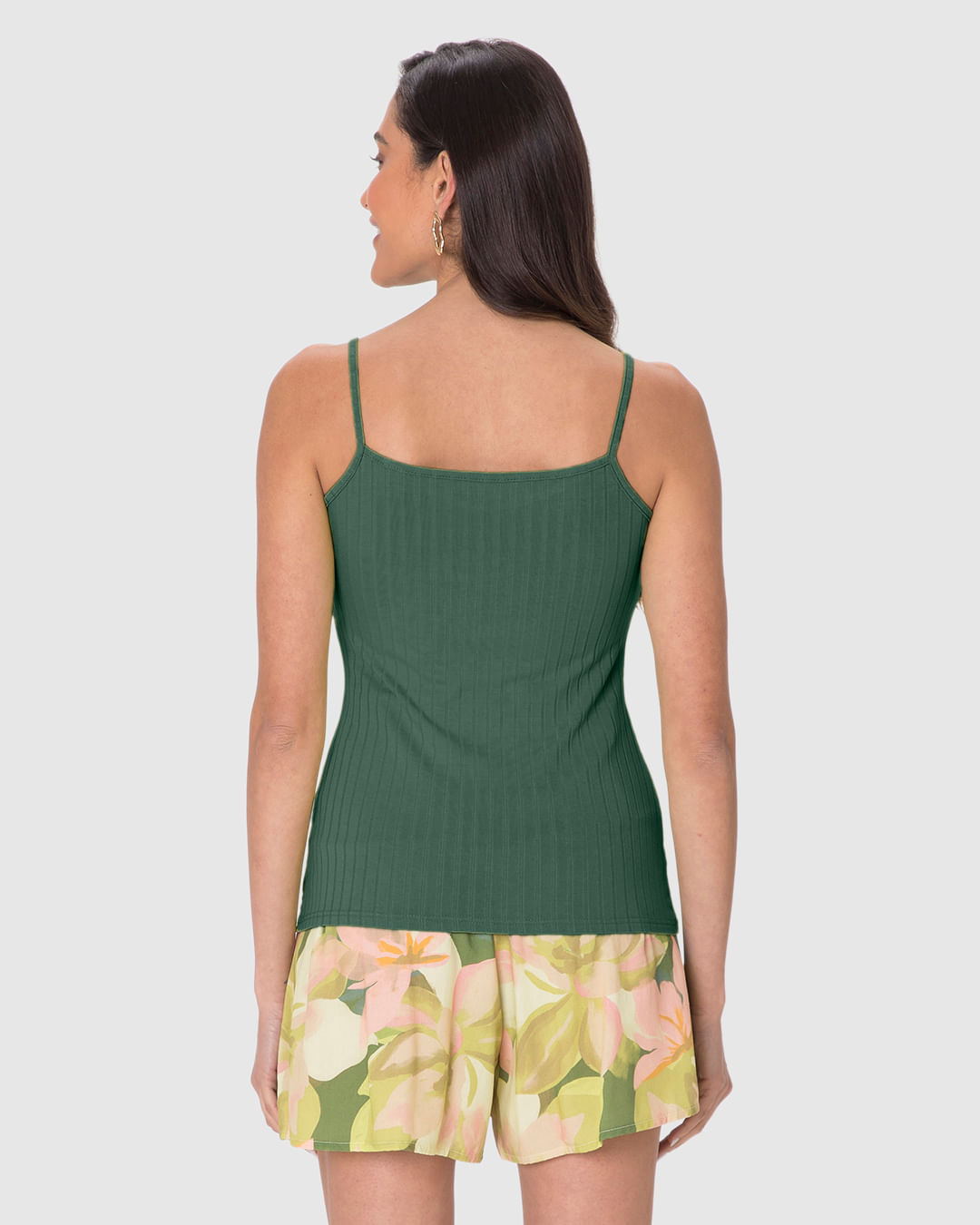 Regata Básica Feminina Alça Fina Em Canelada De Viscose - Imagem 5