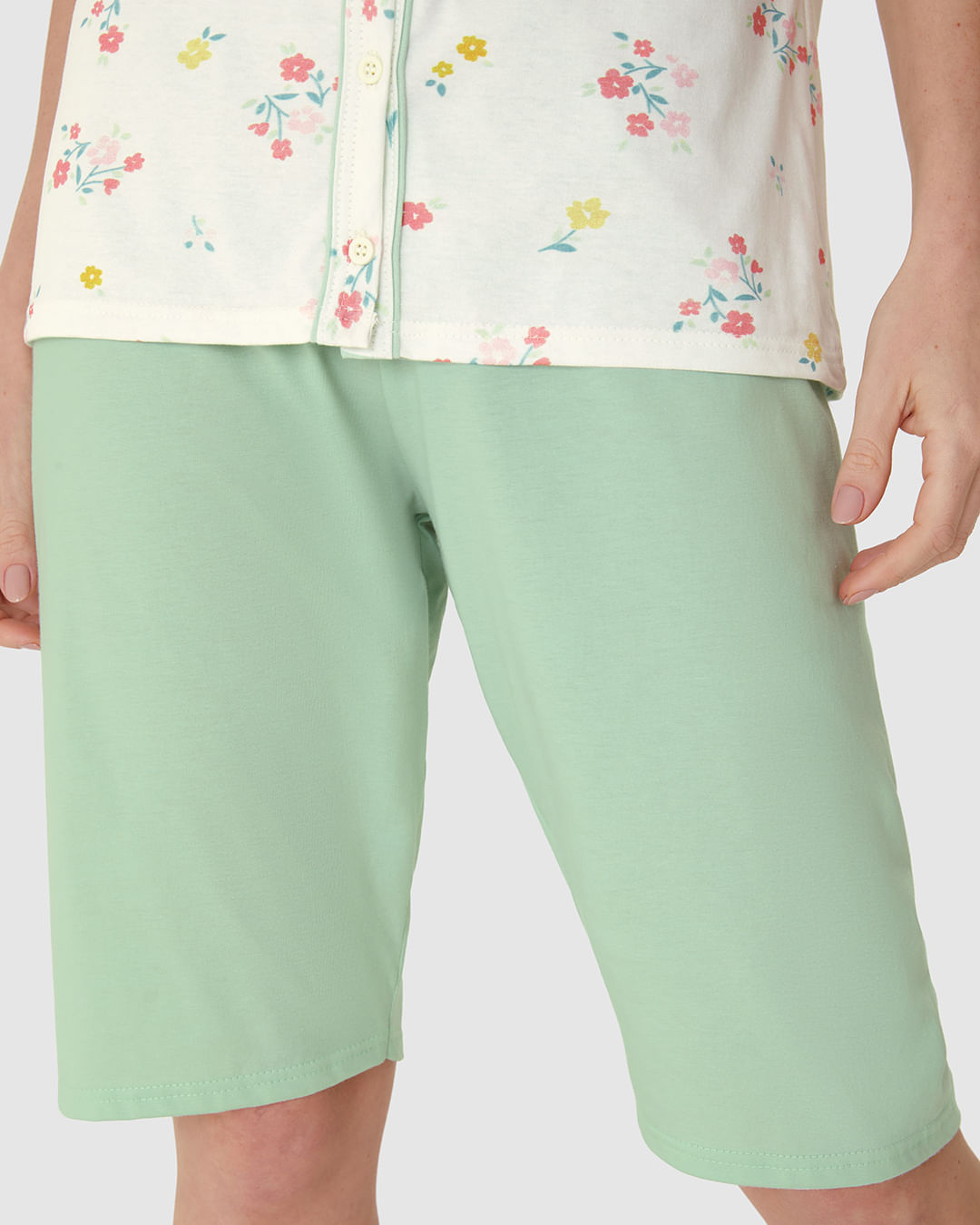 Pijama Curto Feminino Bermuda Ciclista Em Malha Algodão - Imagem 12