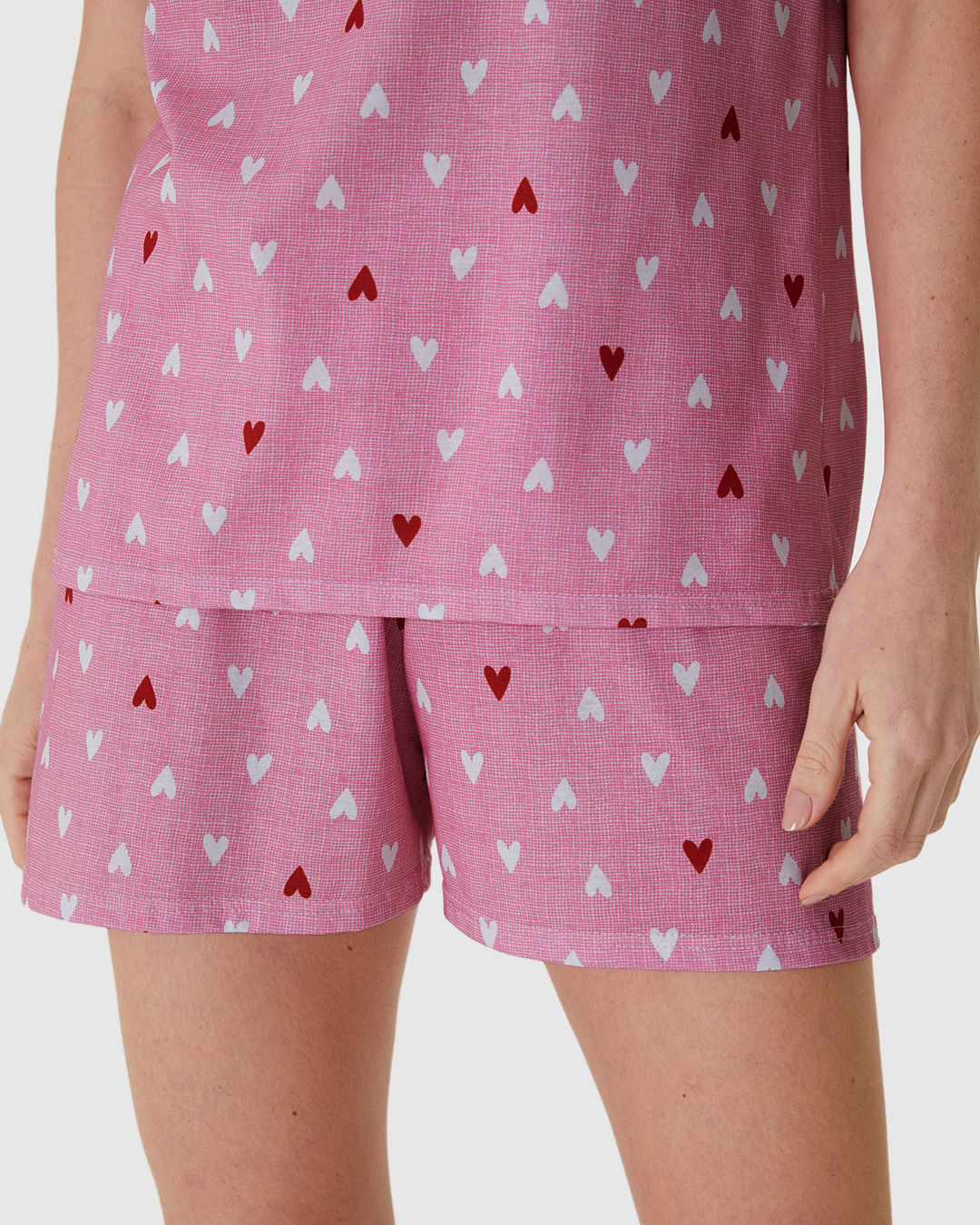 Pijama Curto Feminino Blusa E Shorts Estampado Em Algodão - Imagem 18