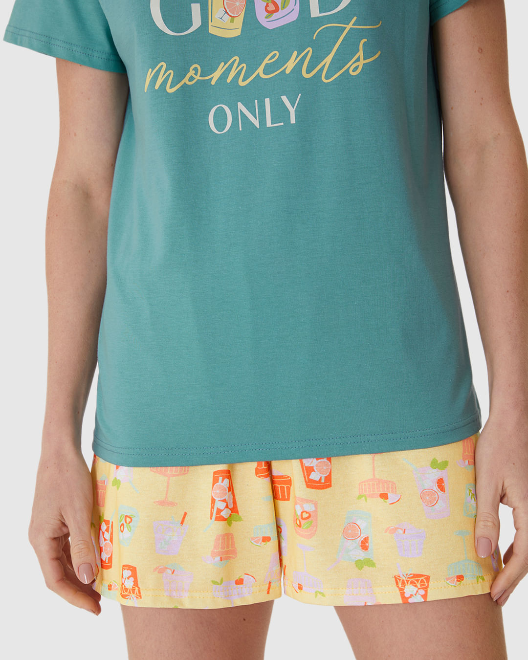 Pijama Curto Feminino Shorts Estampado Em Algodão - Imagem 18
