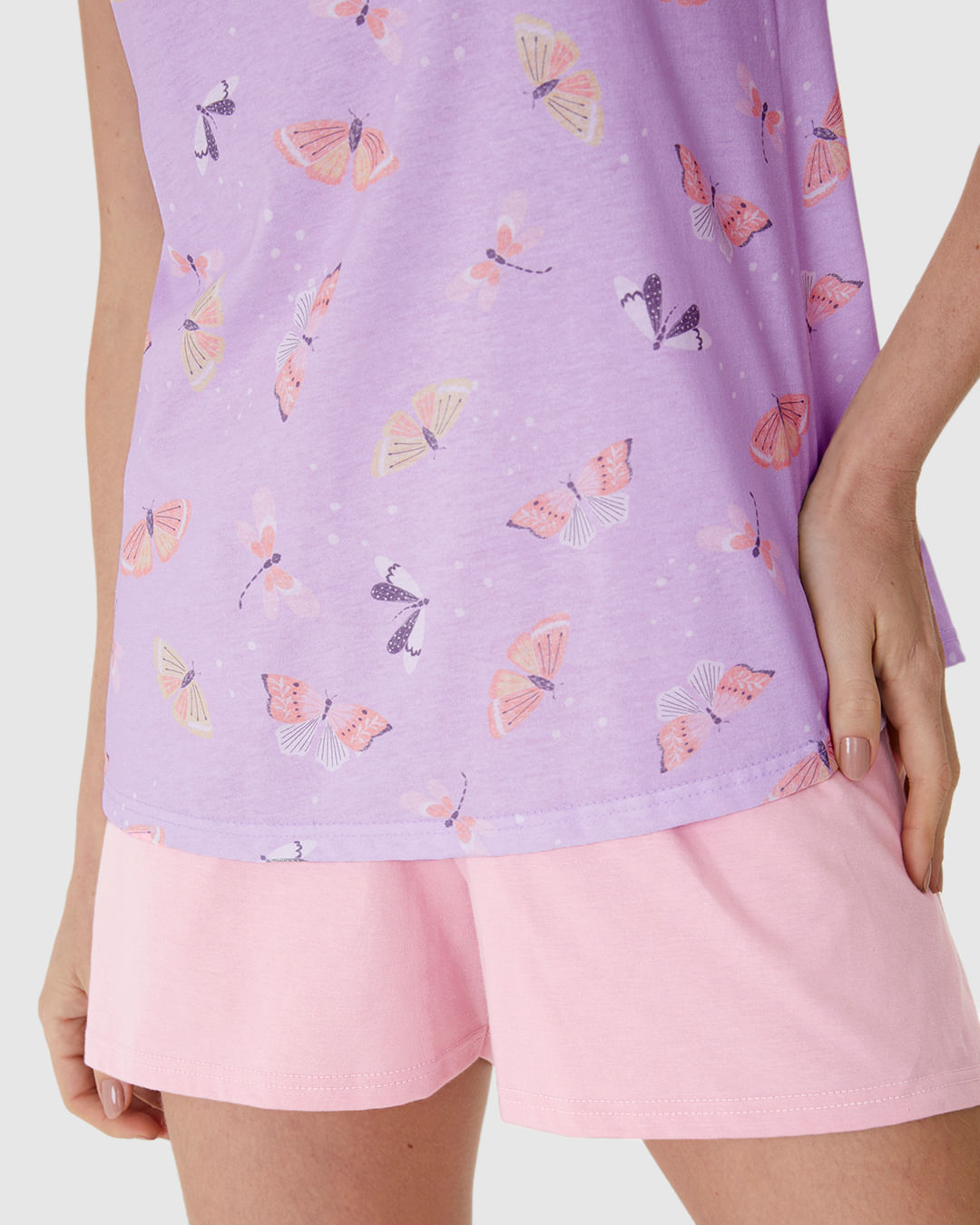 Pijama Curto Feminino Regata Estampa Digital Em Algodão - Imagem 6