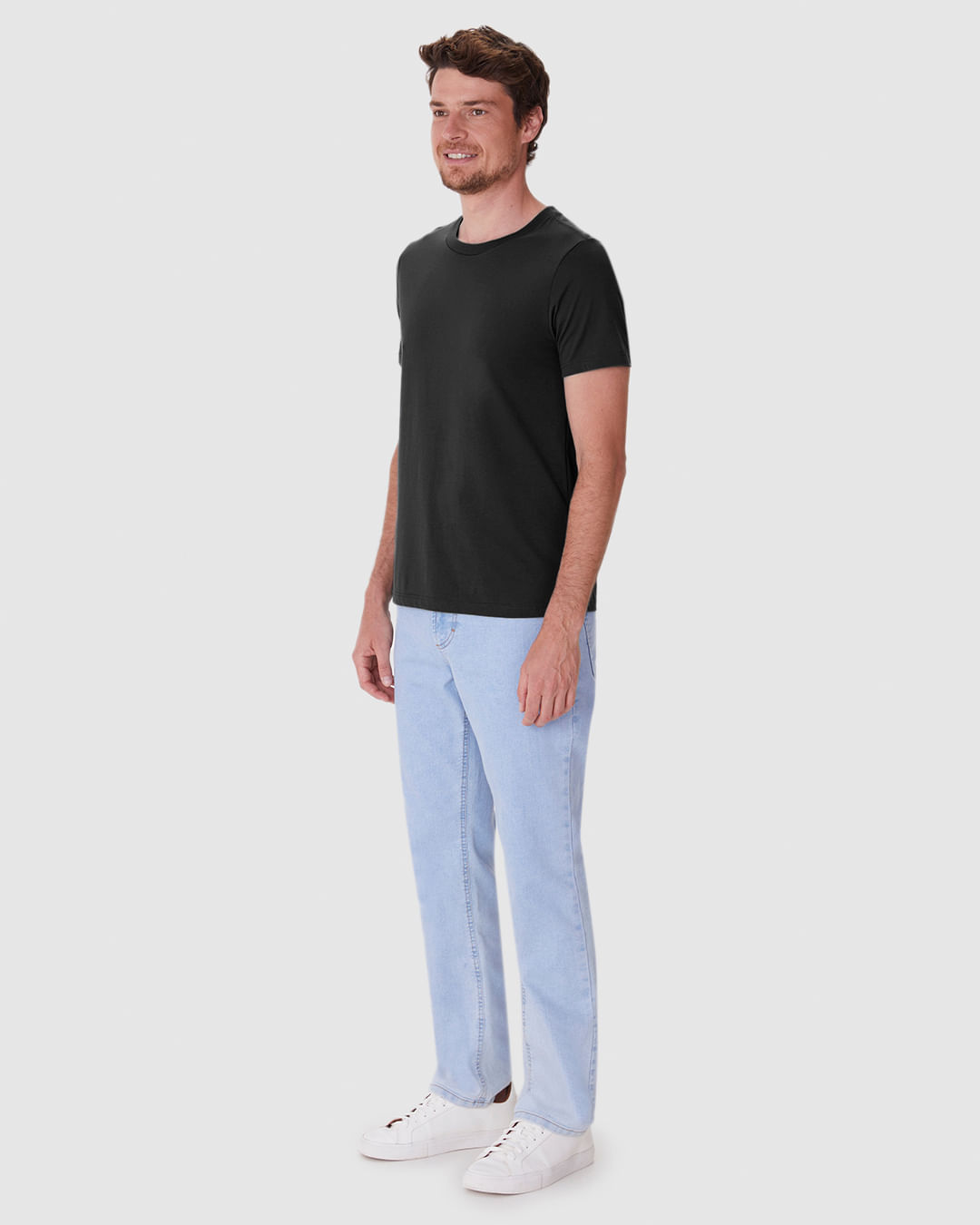 Camiseta Básica Masculina Slim Eiqueta Estampada Em Algodão Pima - Imagem 7