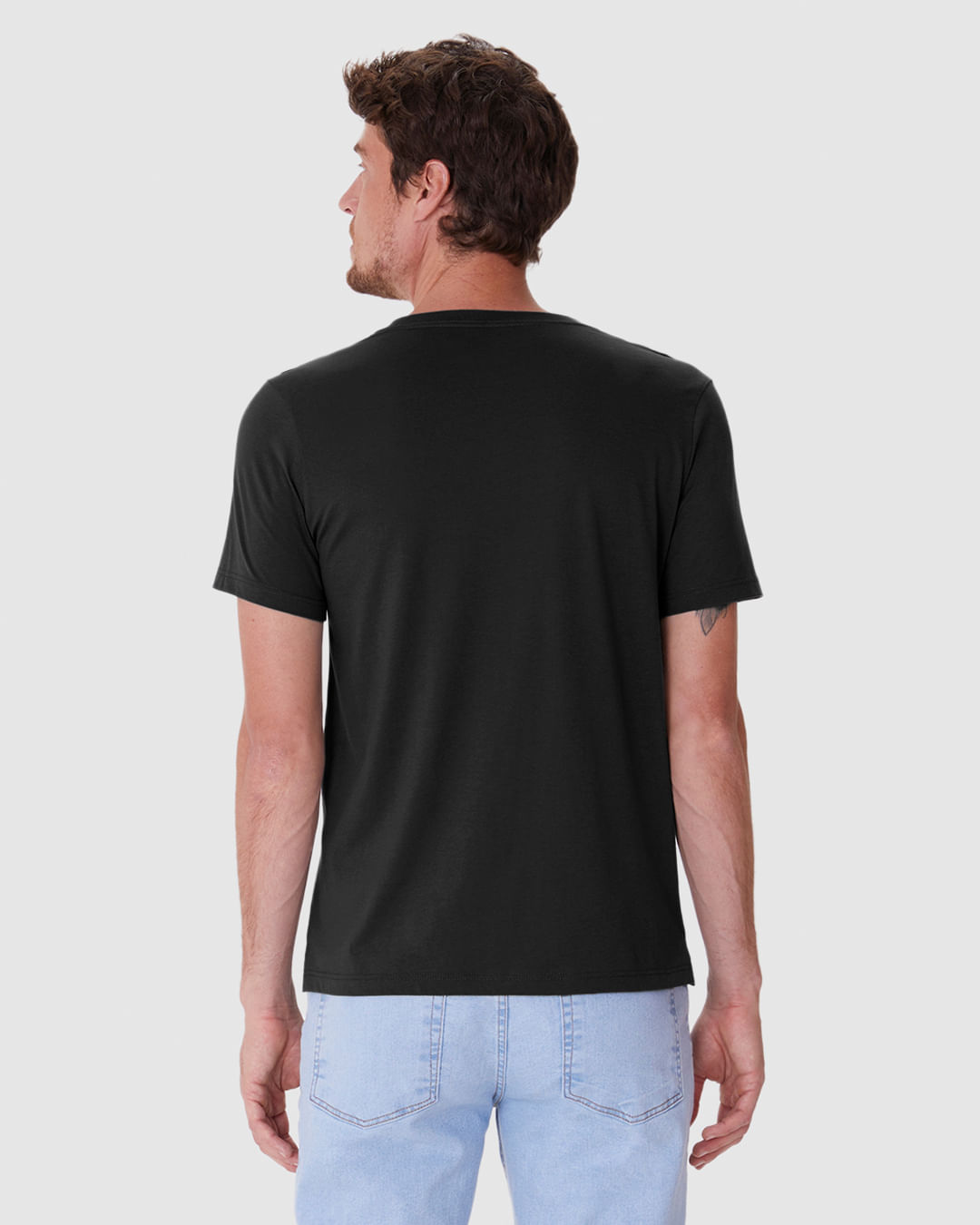 Camiseta Básica Masculina Slim Eiqueta Estampada Em Algodão Pima - Imagem 10