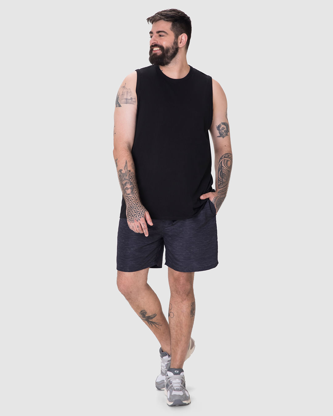 Shorts Masculino Plus Size Cós Com Cadarço Funcional Em Tafetá - Imagem 6