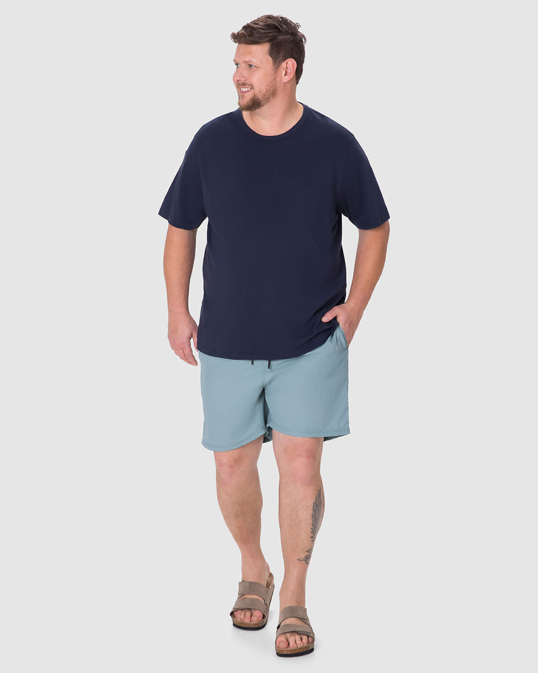 Shorts Masculino Plus Size Slim Cadarço Frontal em Poliamida