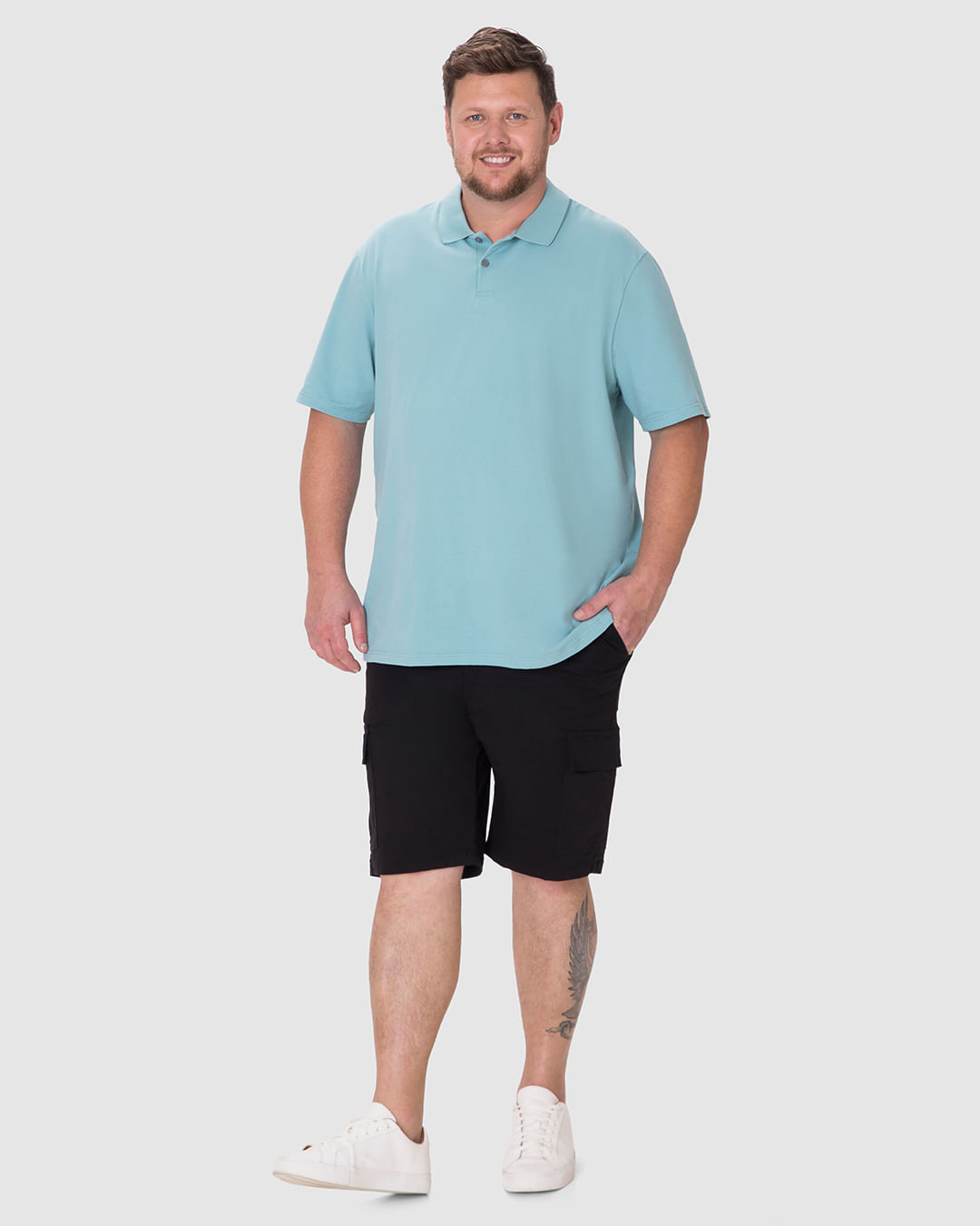 Bermuda Masculina Plus Size Cargo Em Sarja Com Elastano - Imagem 16