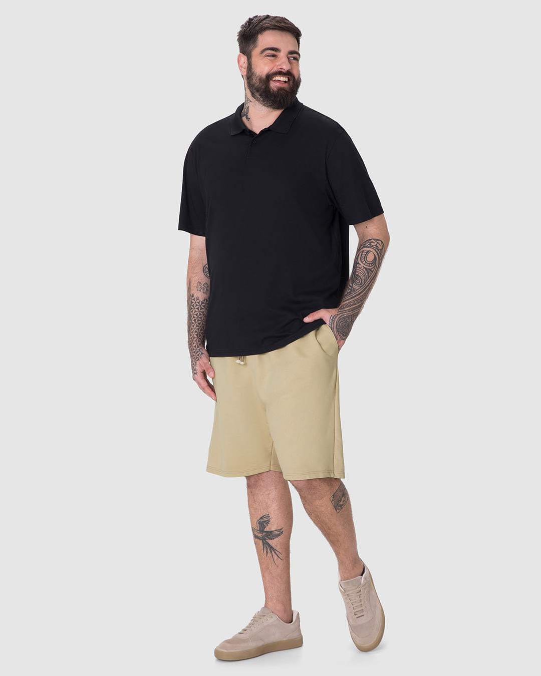 Bermuda Masculina Plus Size Cadarço E Bolso Funcional Em Moletom Sarjado - Imagem 11