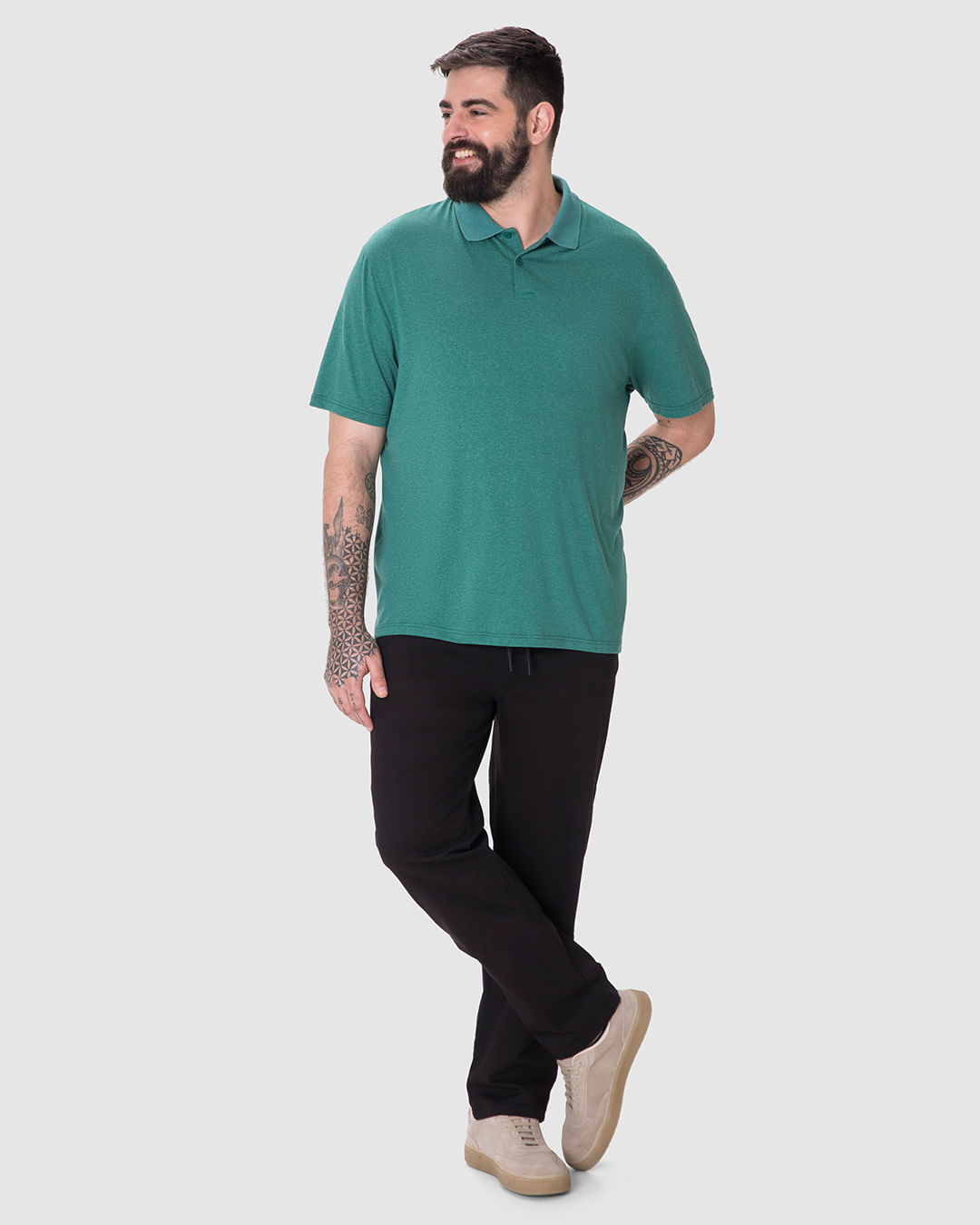 Calça Masculina Plus Size Jogger Cadarço Frontal em Sarja com Elastano