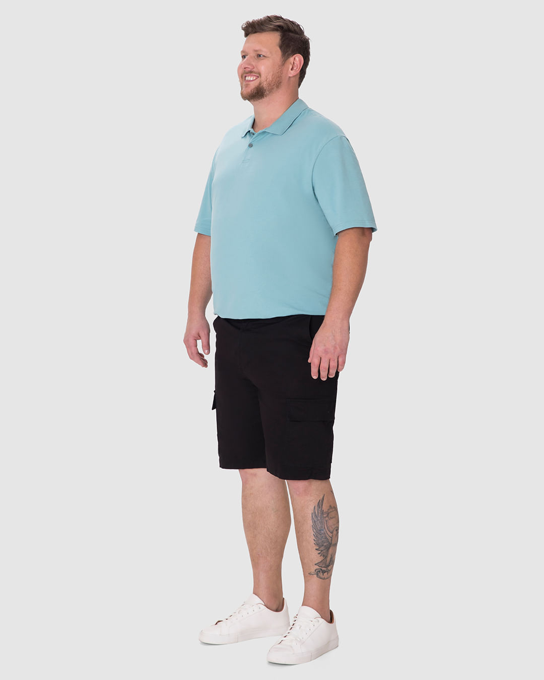 Bermuda Masculina Plus Size Cargo Em Sarja Com Elastano - Imagem 32