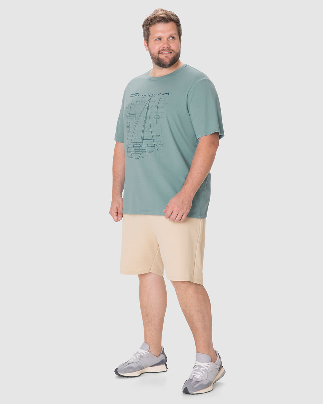 Camiseta Masculina Plus Size Estampa Sailboat Em Algodão - Imagem 2